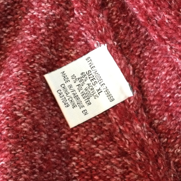 Marie Claire XL Acrylic Wool Blend Boucle Zip Up Cardigan Sweater Jacket Red - Picture 11 of 16